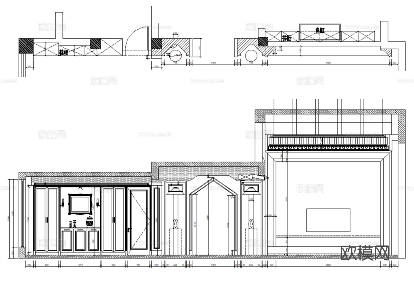 10套欧式古风格样板间别墅大平层复式住宅CAD施工图附效果图cad施工图