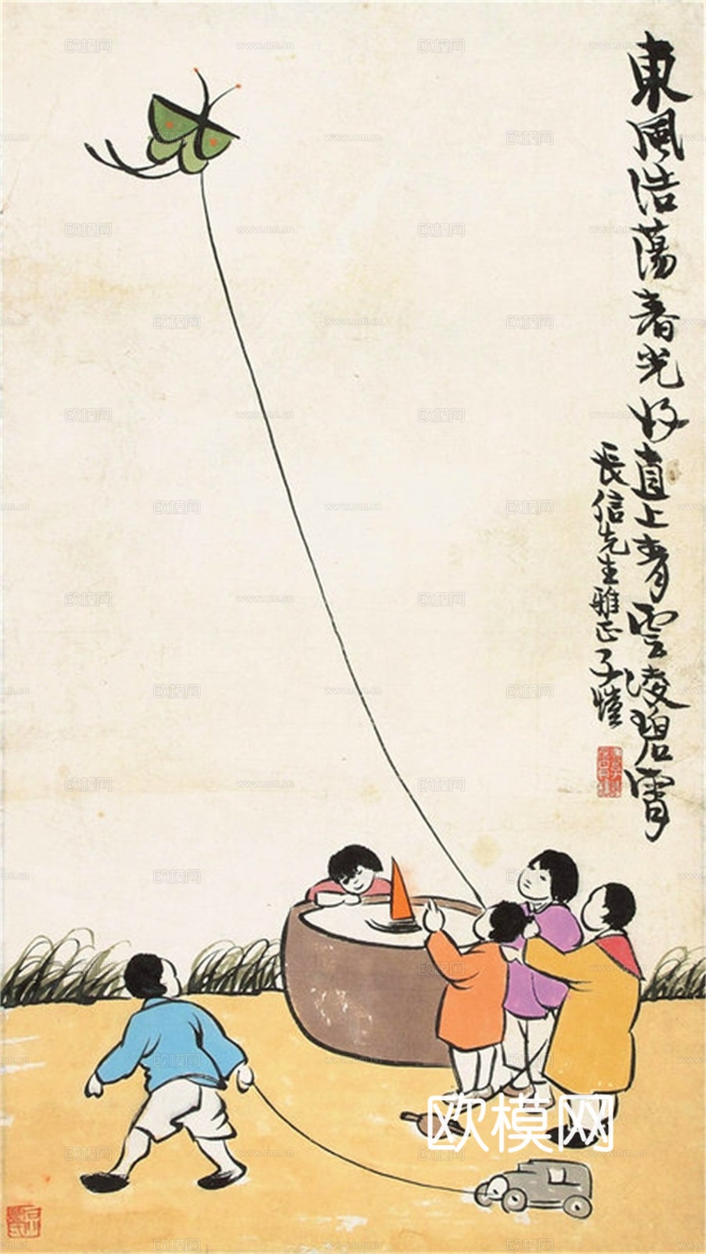丰子恺水墨绘画作品，写意水墨画，水墨风漫画51下载