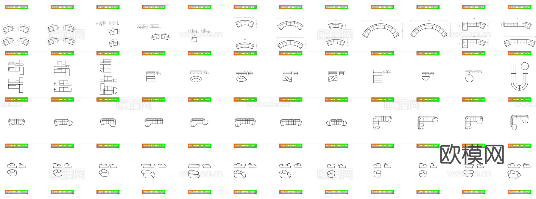 设计师必备经典家具组合模块CAD图库cad施工图