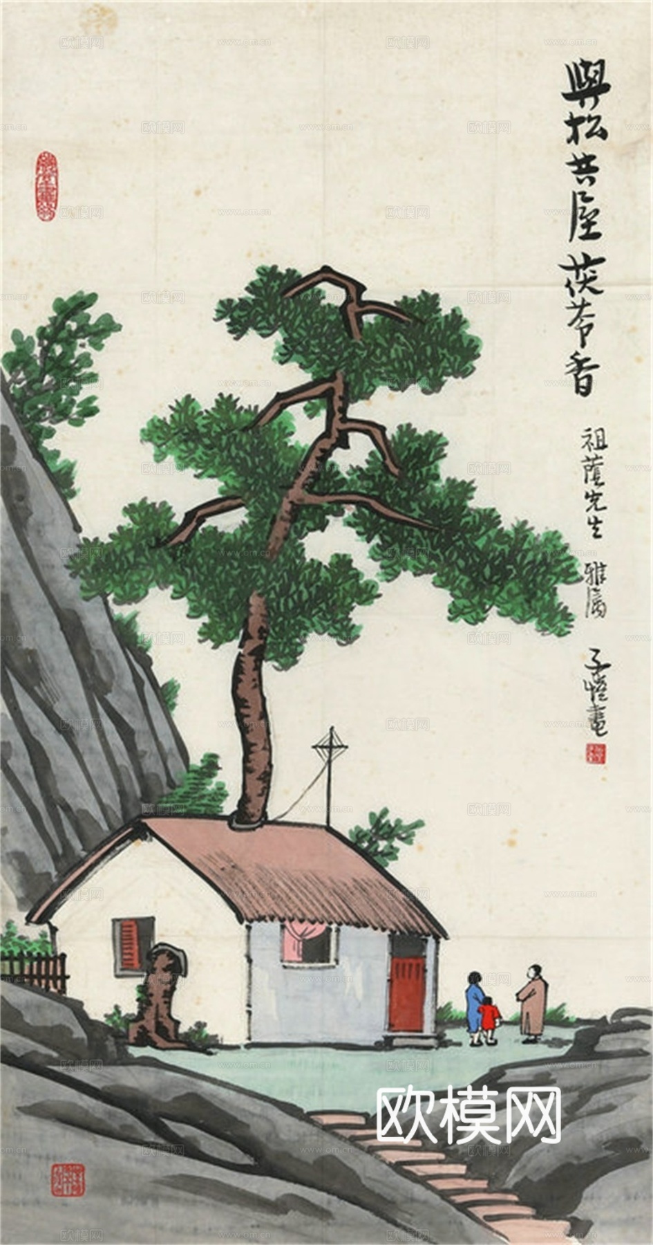 丰子恺水墨绘画作品，写意水墨画，水墨风漫画85下载