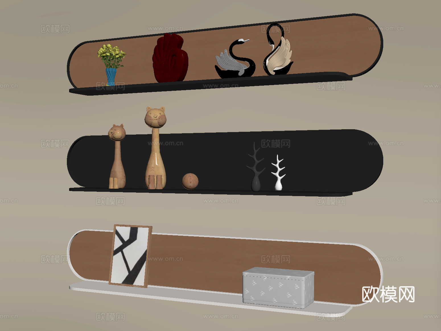 现代墙饰挂件 立体墙饰 摆件su模型