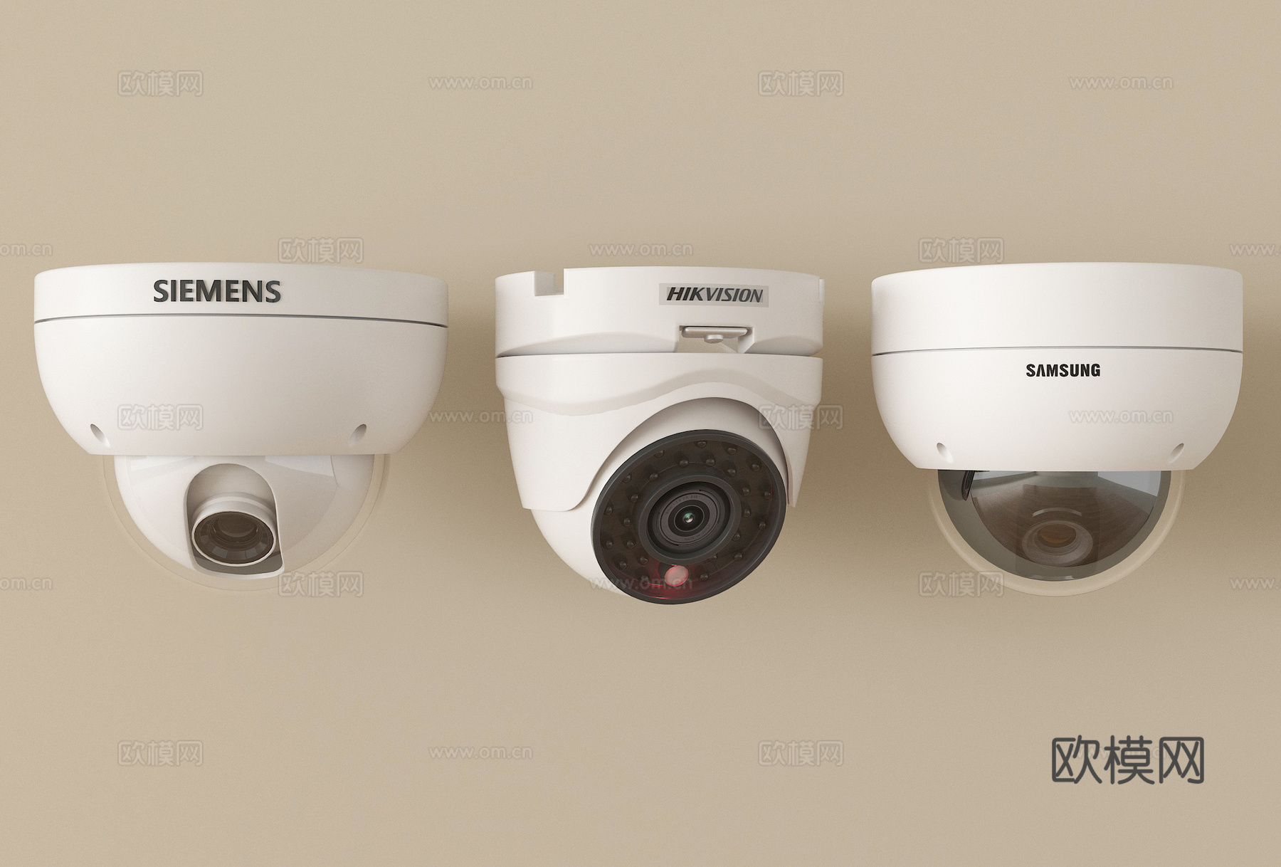 现代摄像头 智能安防监控设备 球形监控su模型