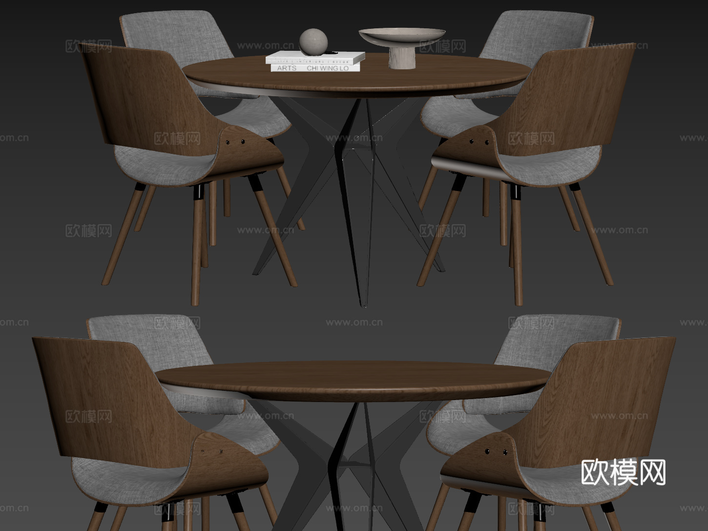 现代轻奢桌椅组合 餐桌组合 洽谈桌椅 圆桌 休闲桌椅su模型