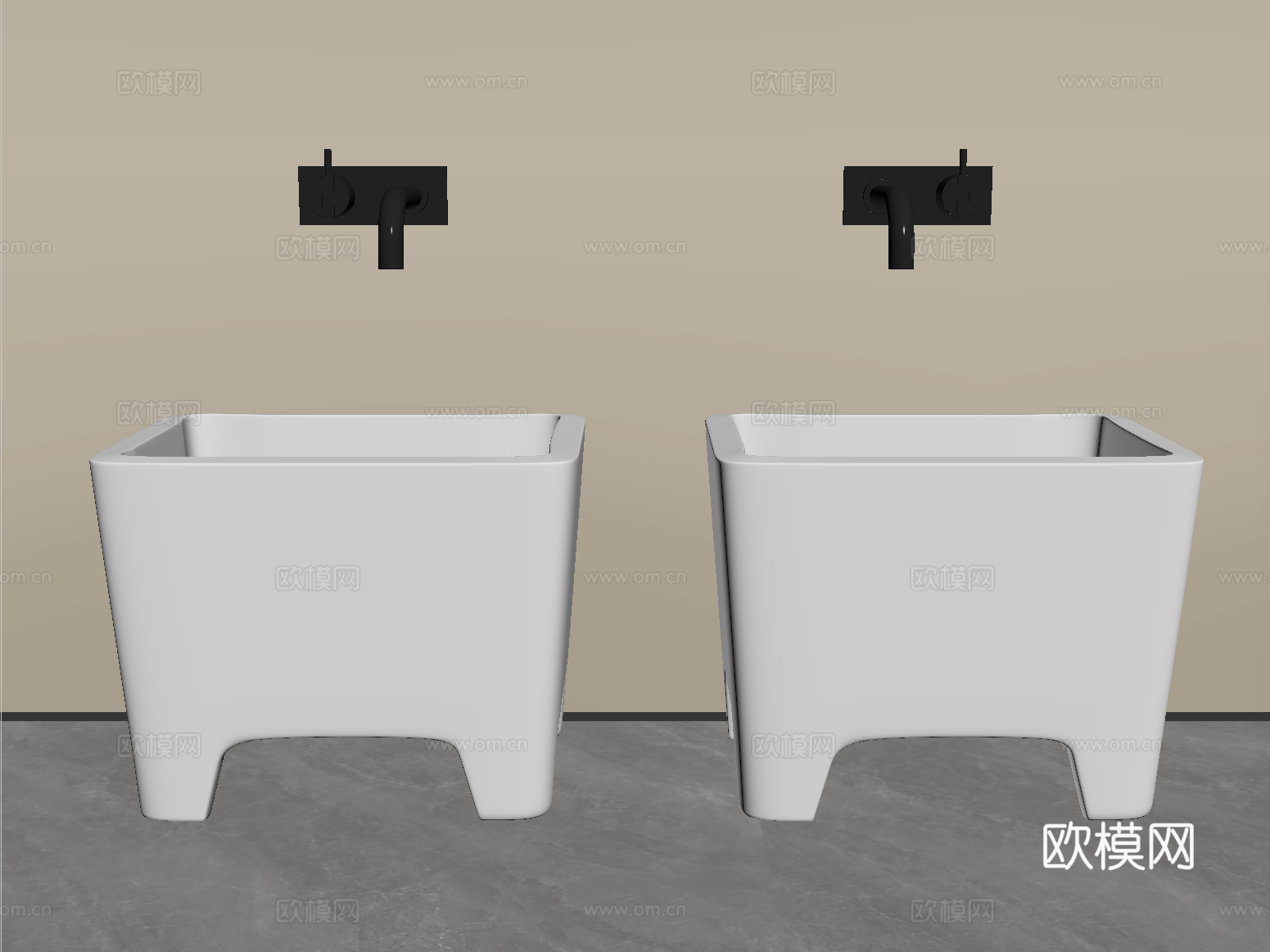 现代拖把池 拖布池 墩布池su模型