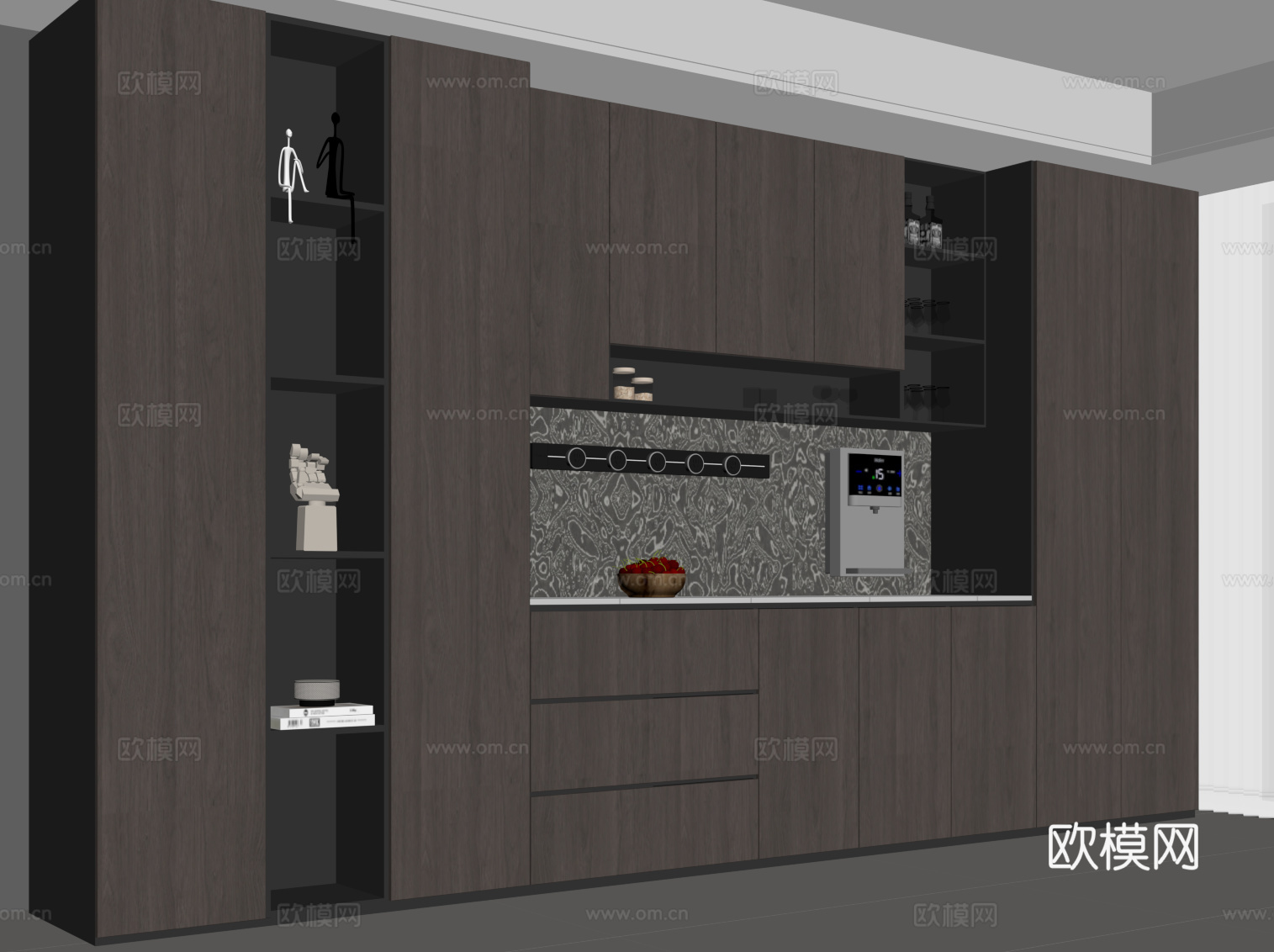 意式备餐柜su模型