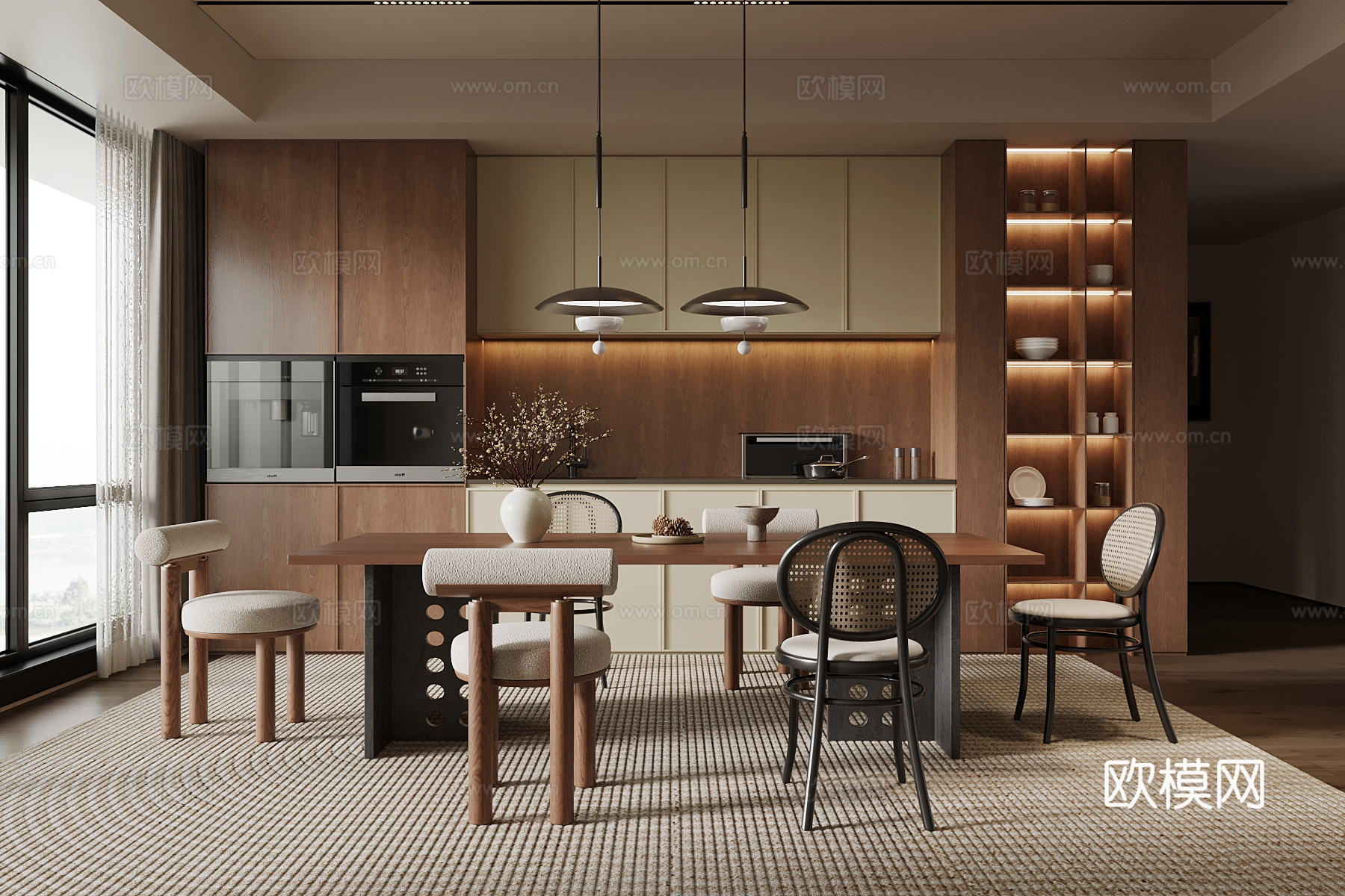 中古风餐厅3d模型下载