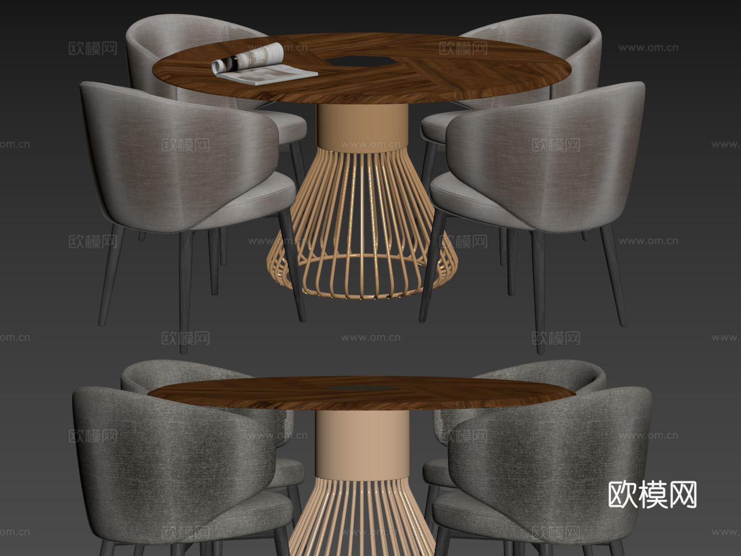 现代轻奢桌椅组合 餐桌组合 洽谈桌椅 圆桌 休闲桌椅su模型