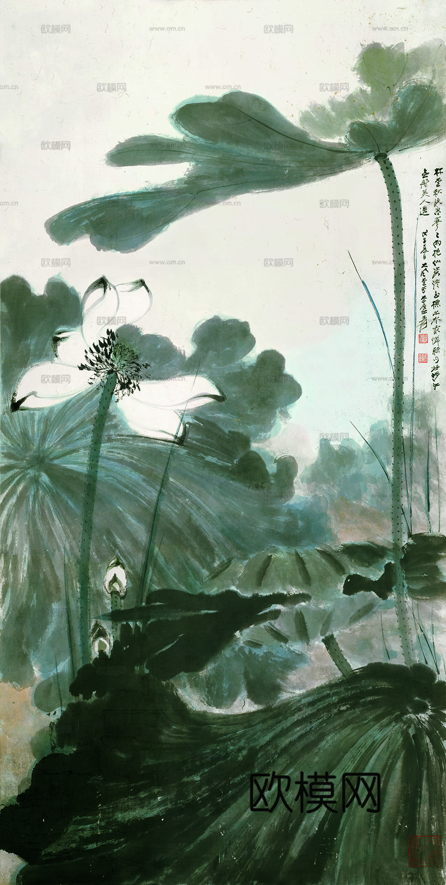 张大千绘画作品，中国近现代水墨画，写意水墨画7