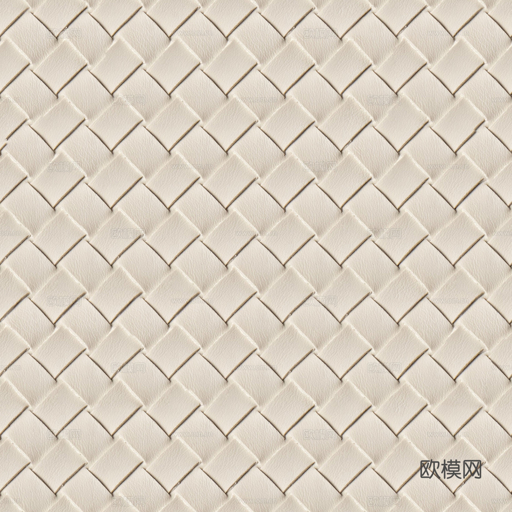 现代法式编织皮 无缝米白编制皮革贴图
