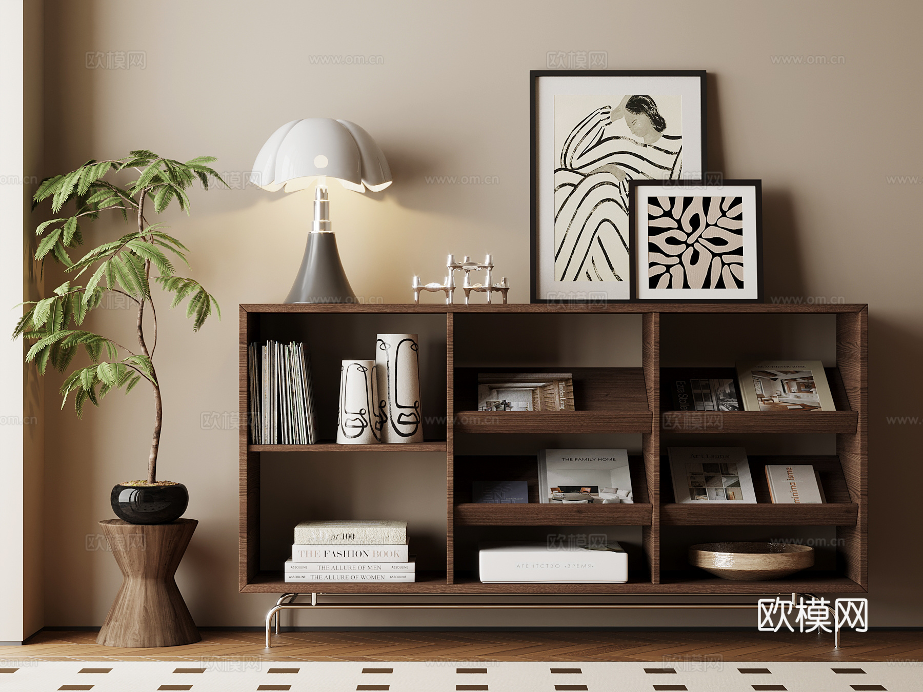 中古风玄关柜su模型