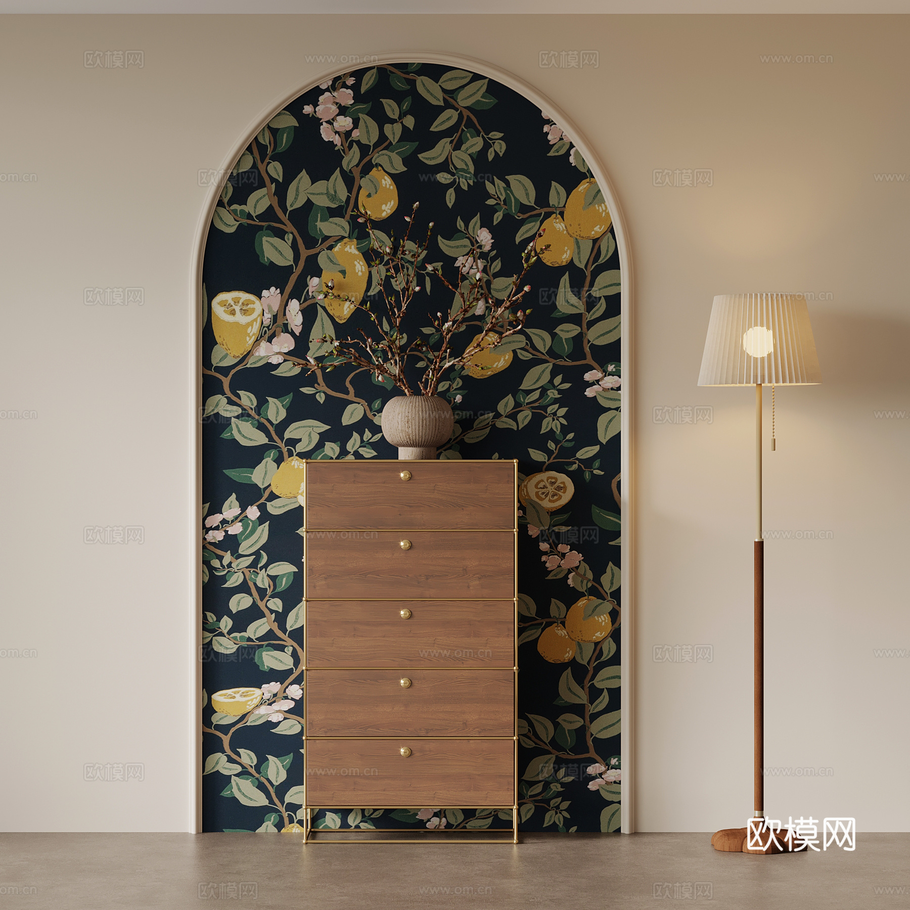 中古风斗柜 边柜su模型