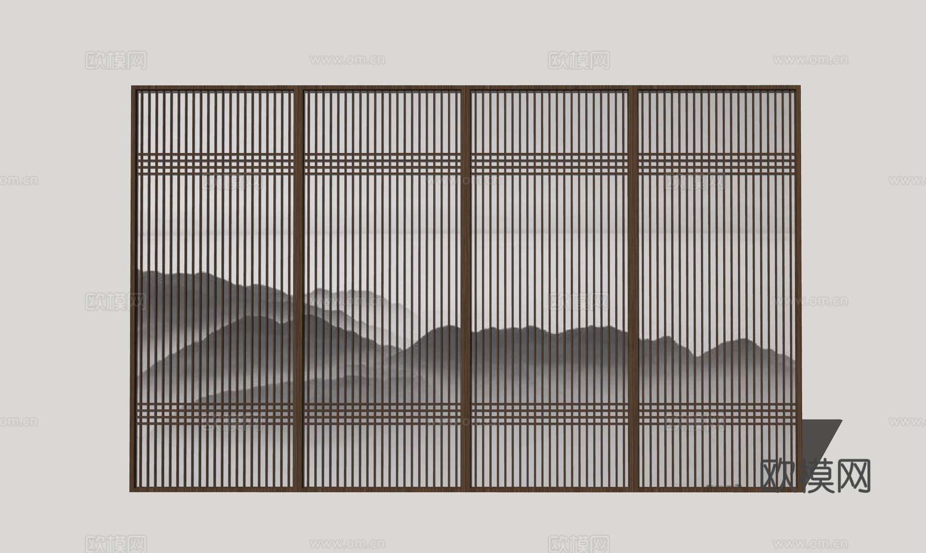 新中式屏风su模型