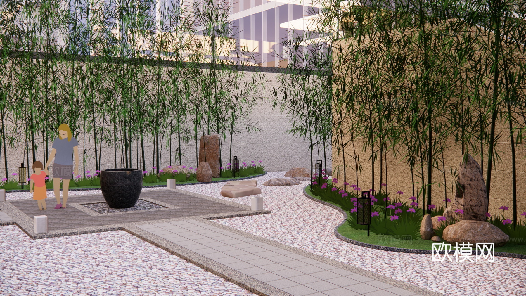 水池 阳光房 微景观 露台 造景 屋顶花园 水景 景观su模型