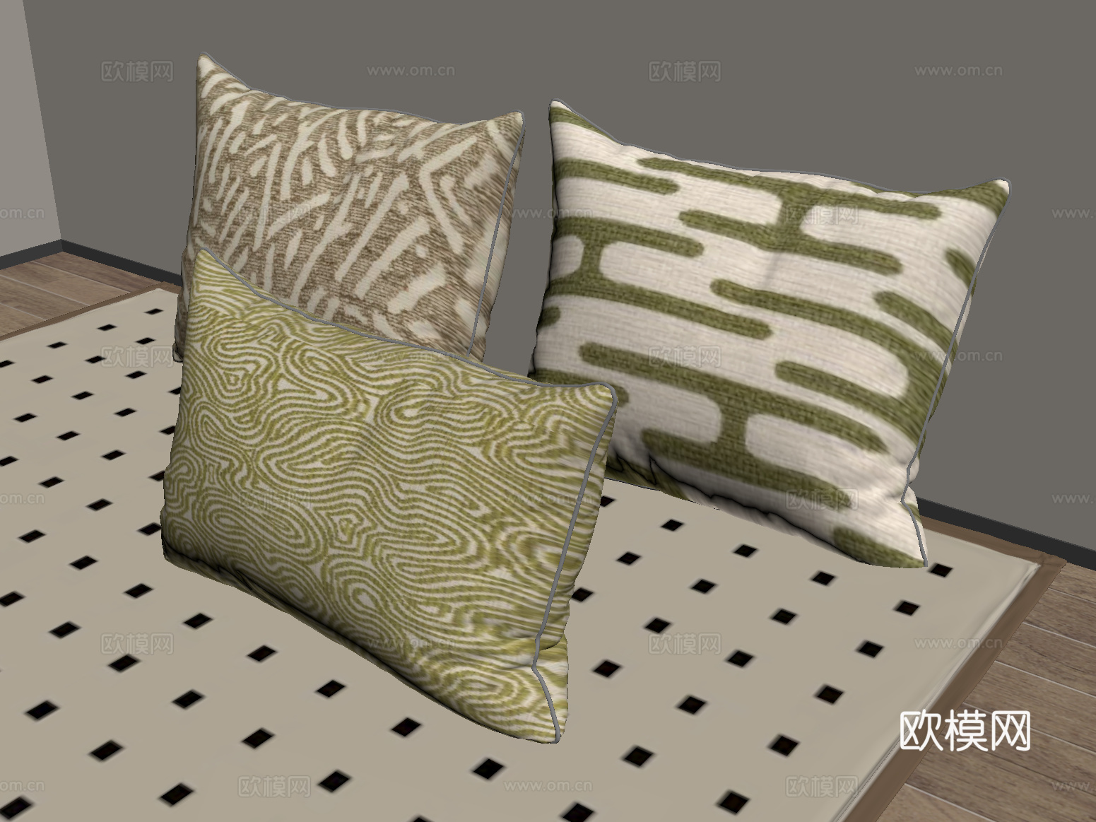 现代抱枕 布艺软装 抱枕组合 沙发抱枕 靠枕su模型