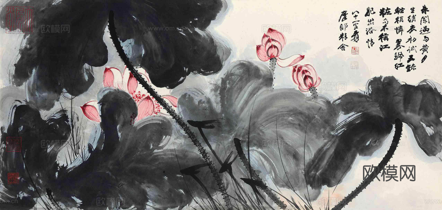 张大千绘画作品，中国近现代水墨画，写意水墨画58