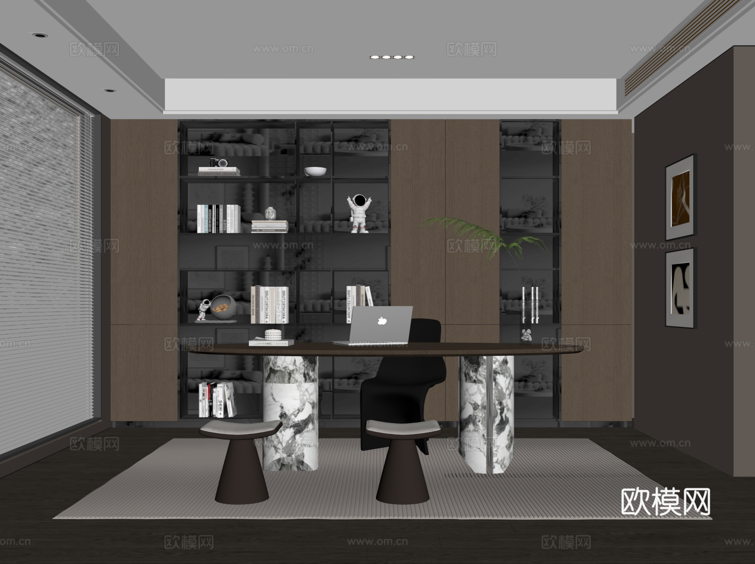 意式书房su模型