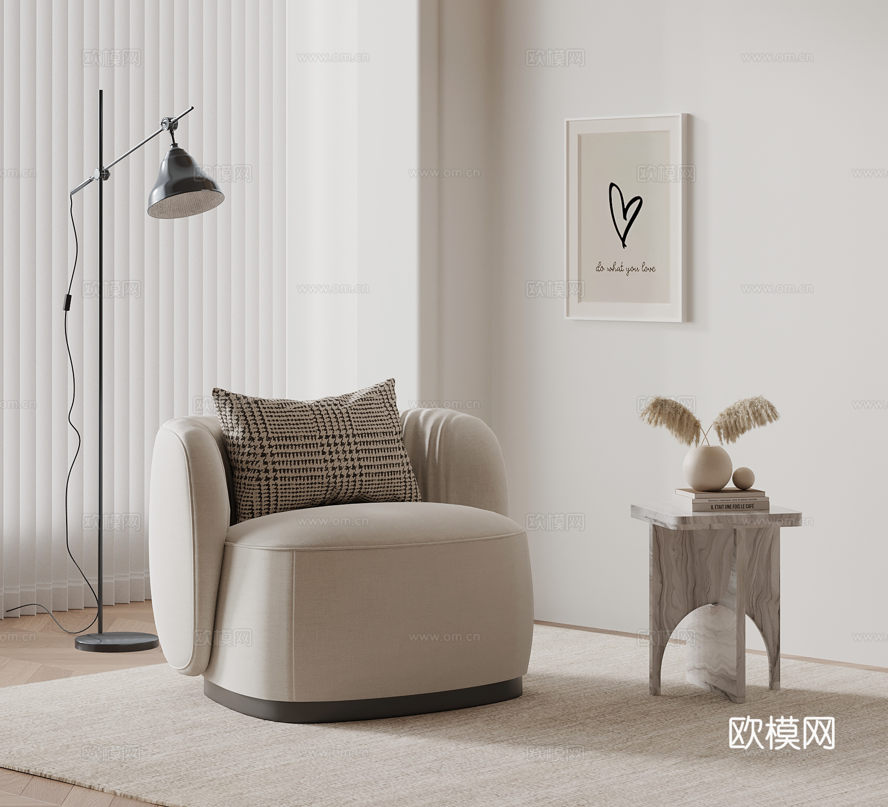 现代单人沙发 休闲沙发su模型