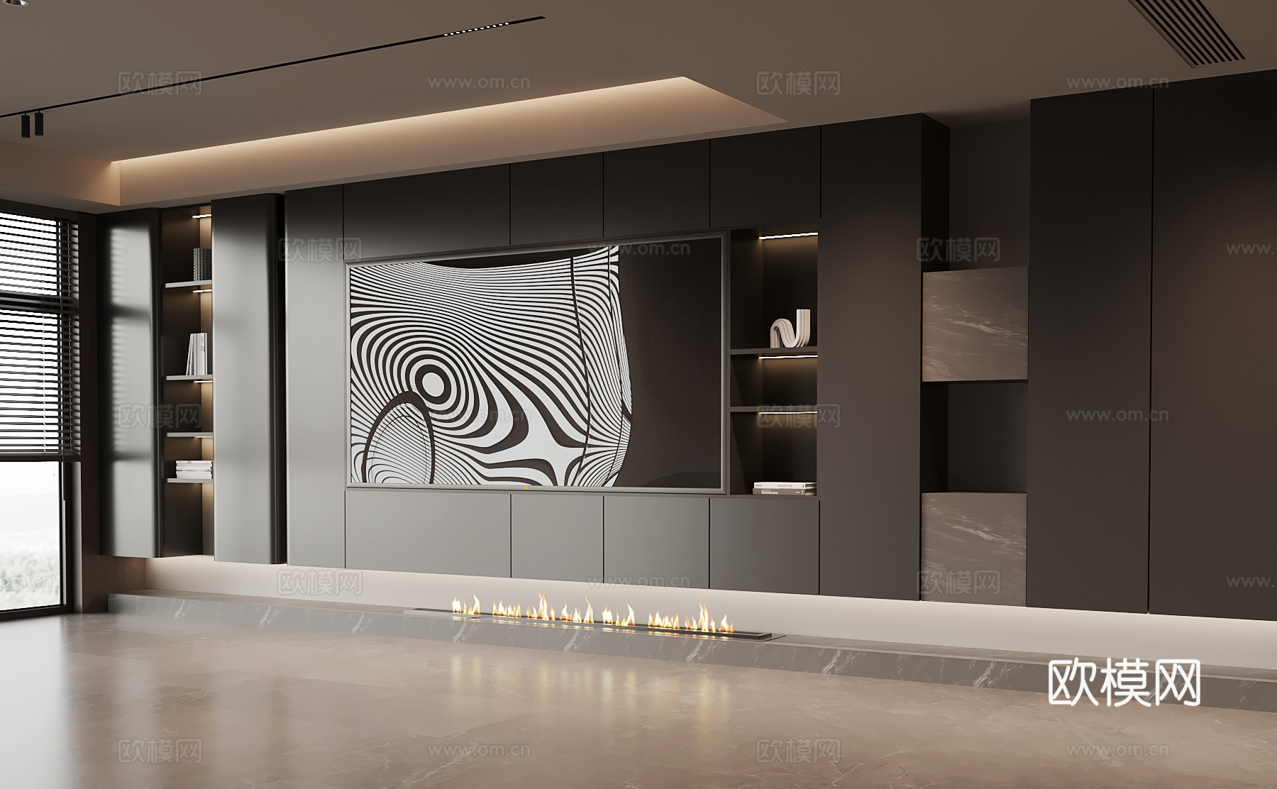 现代背景墙 电视背景墙su模型