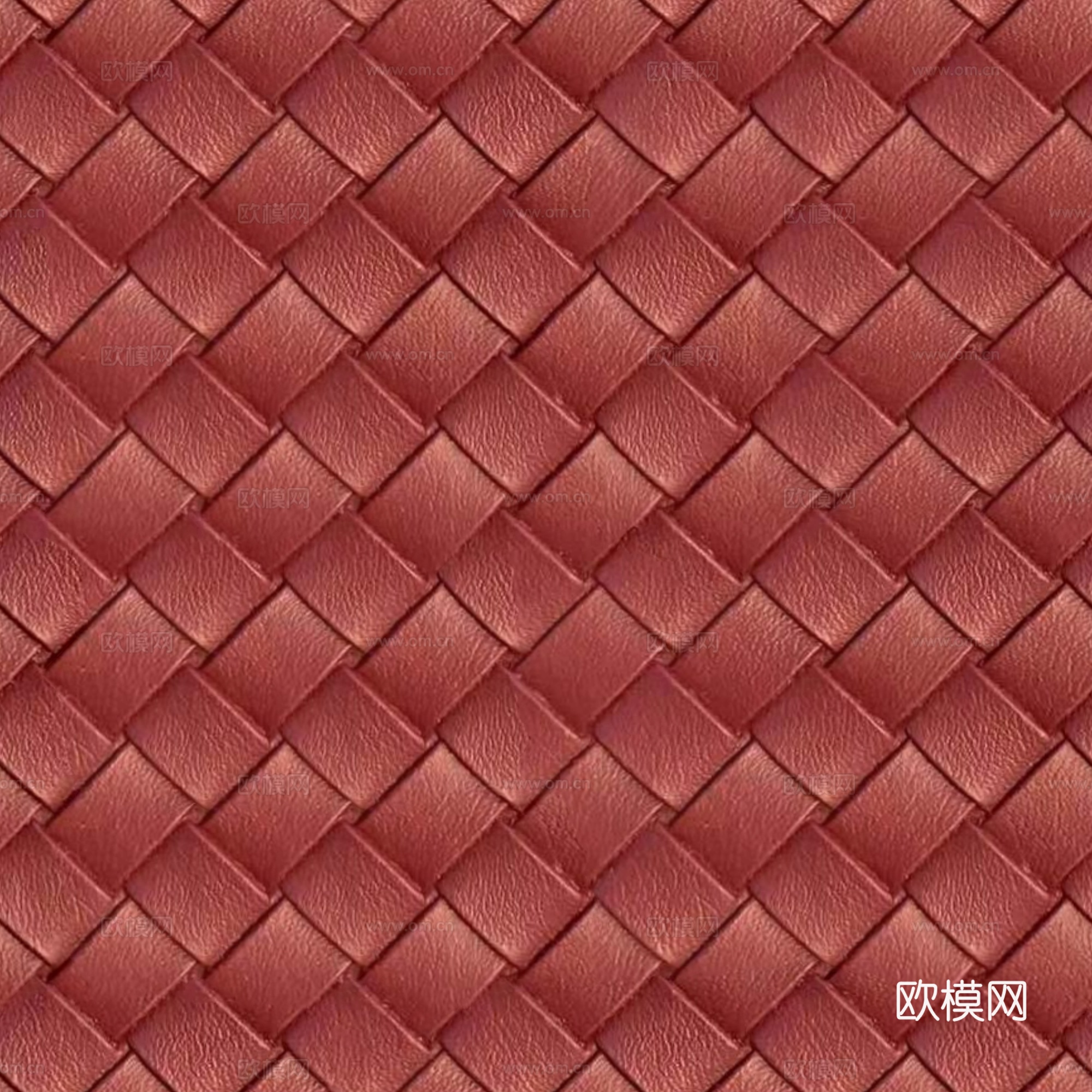 现代编织皮 无缝红色菱形编织皮革贴图