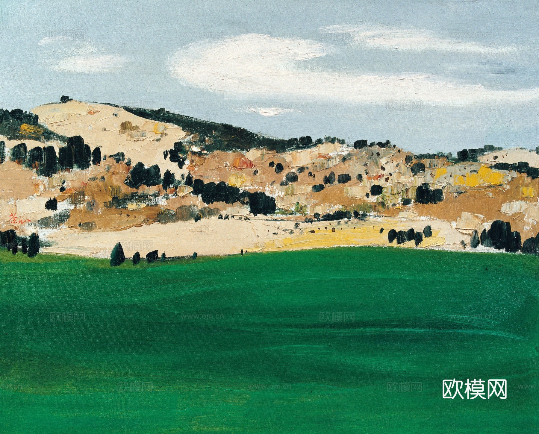 吴冠中绘画作品，写意水墨画，近现代水墨画，写意江南古镇水墨画下载