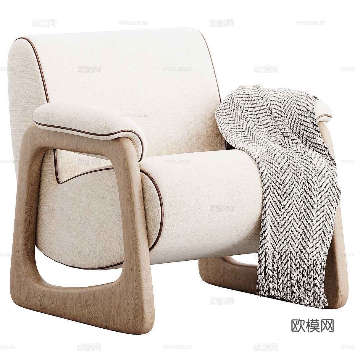 新中式扶手椅3d模型下载（渲染图1）