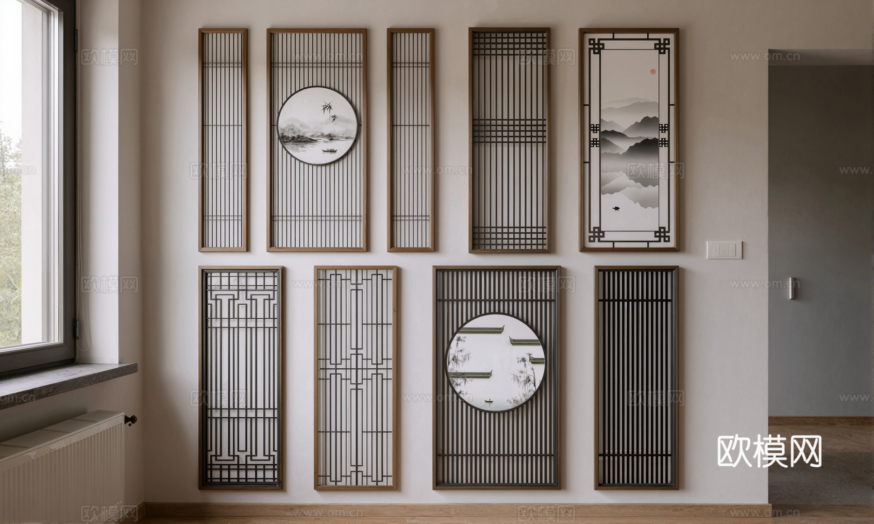 常用新中式屏风su模型