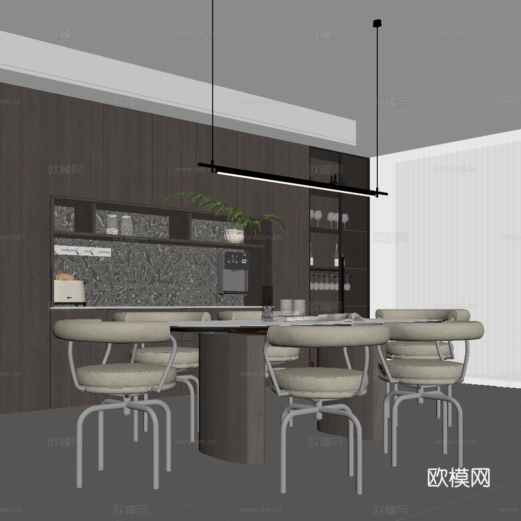 意式餐厅su模型