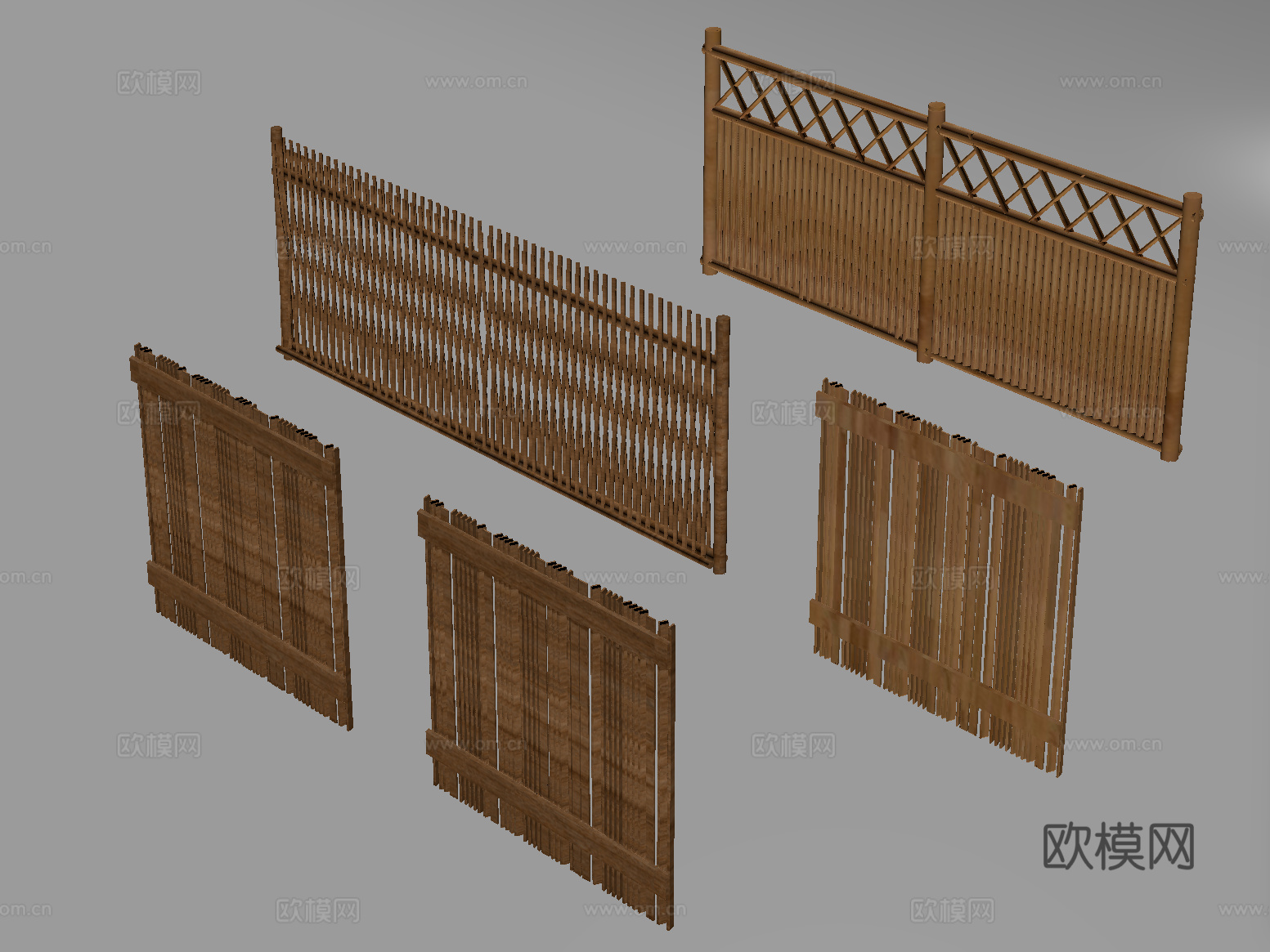 新中式栅栏 围栏护栏 木栅栏 篱笆围墙su模型