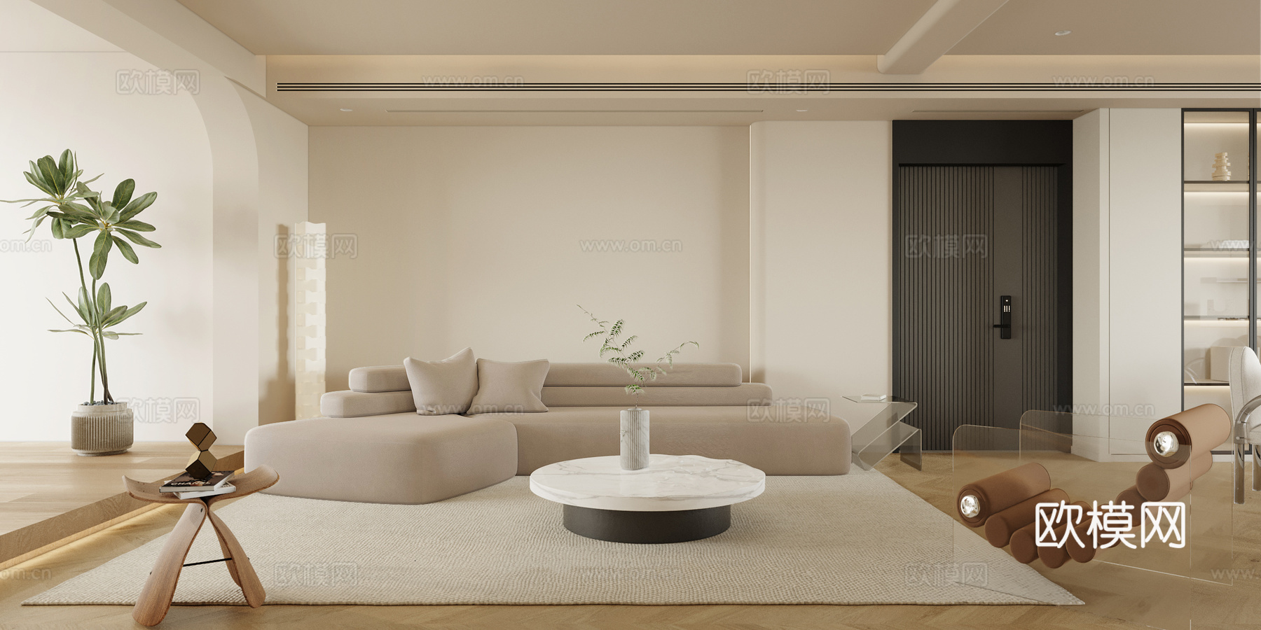 奶油风极简家装cad施工图