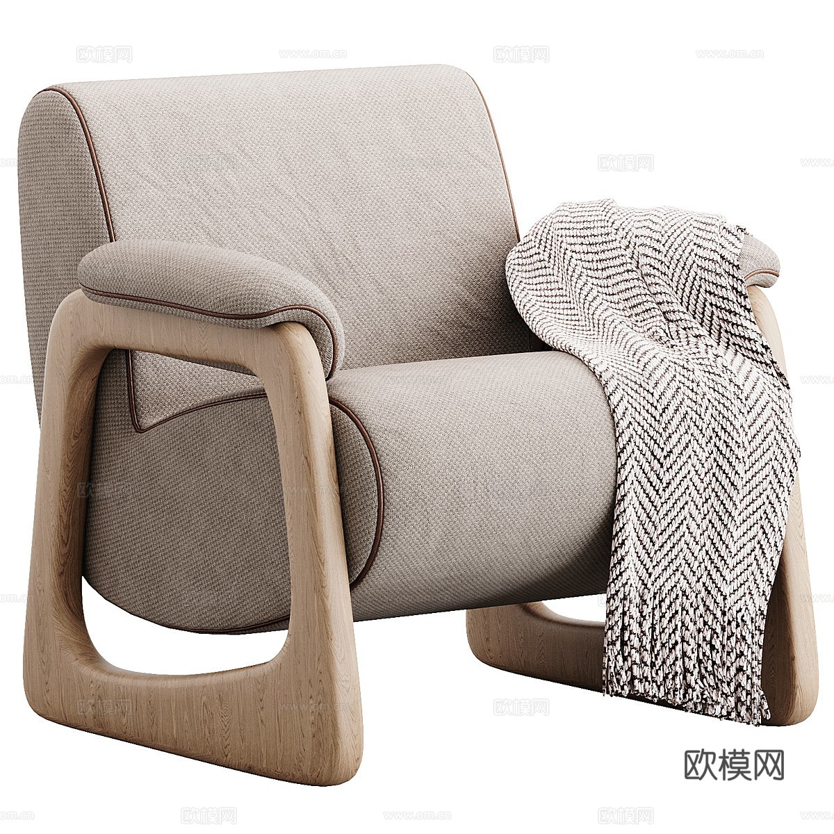 新中式扶手椅3d模型下载（渲染图2）