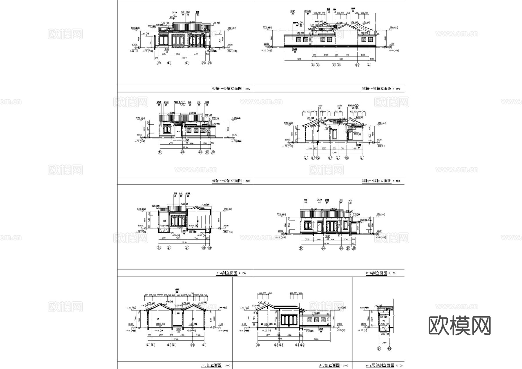 桃李民宿建筑施工图cad施工图