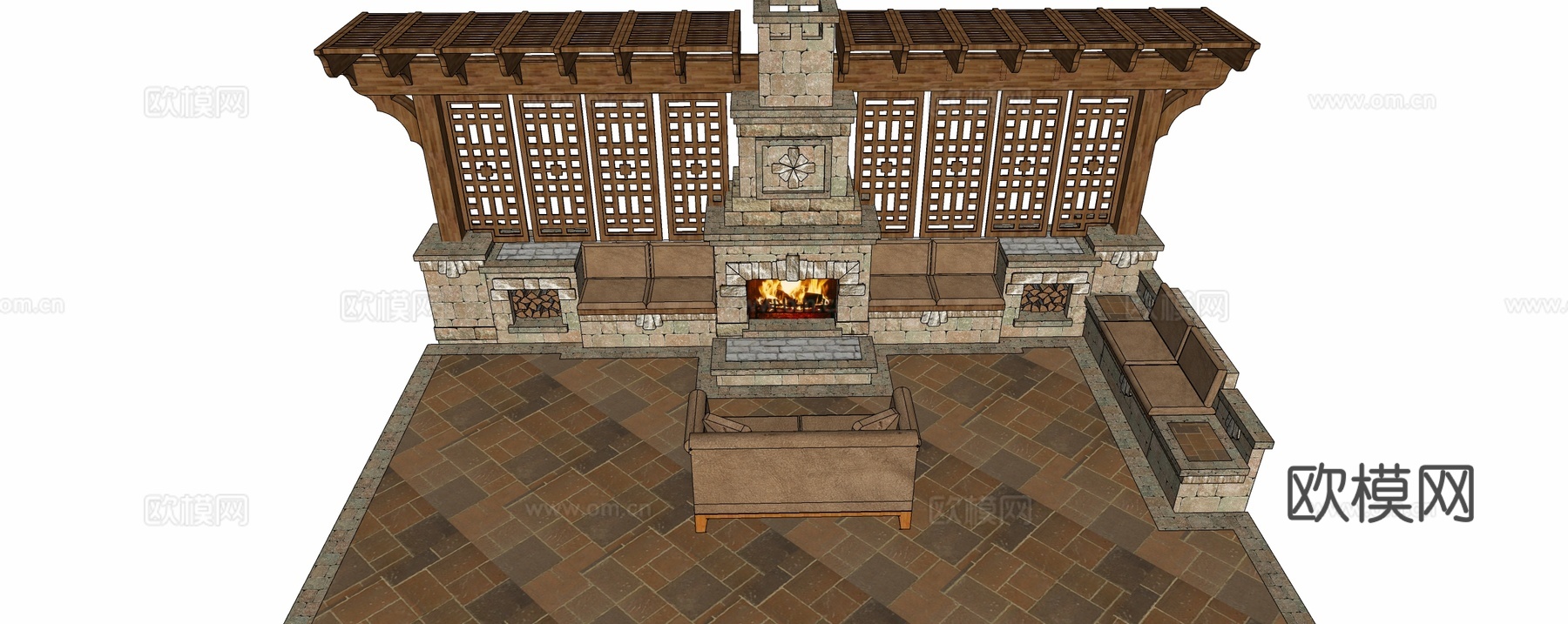 壁炉su模型