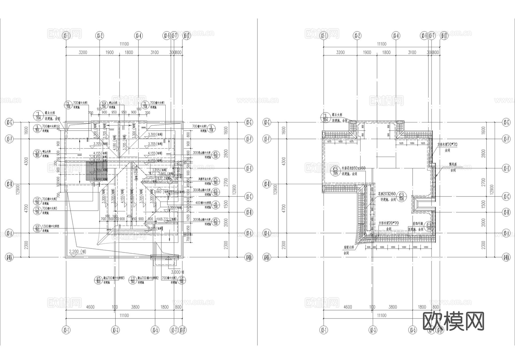 新中式民宿建筑施工图cad施工图