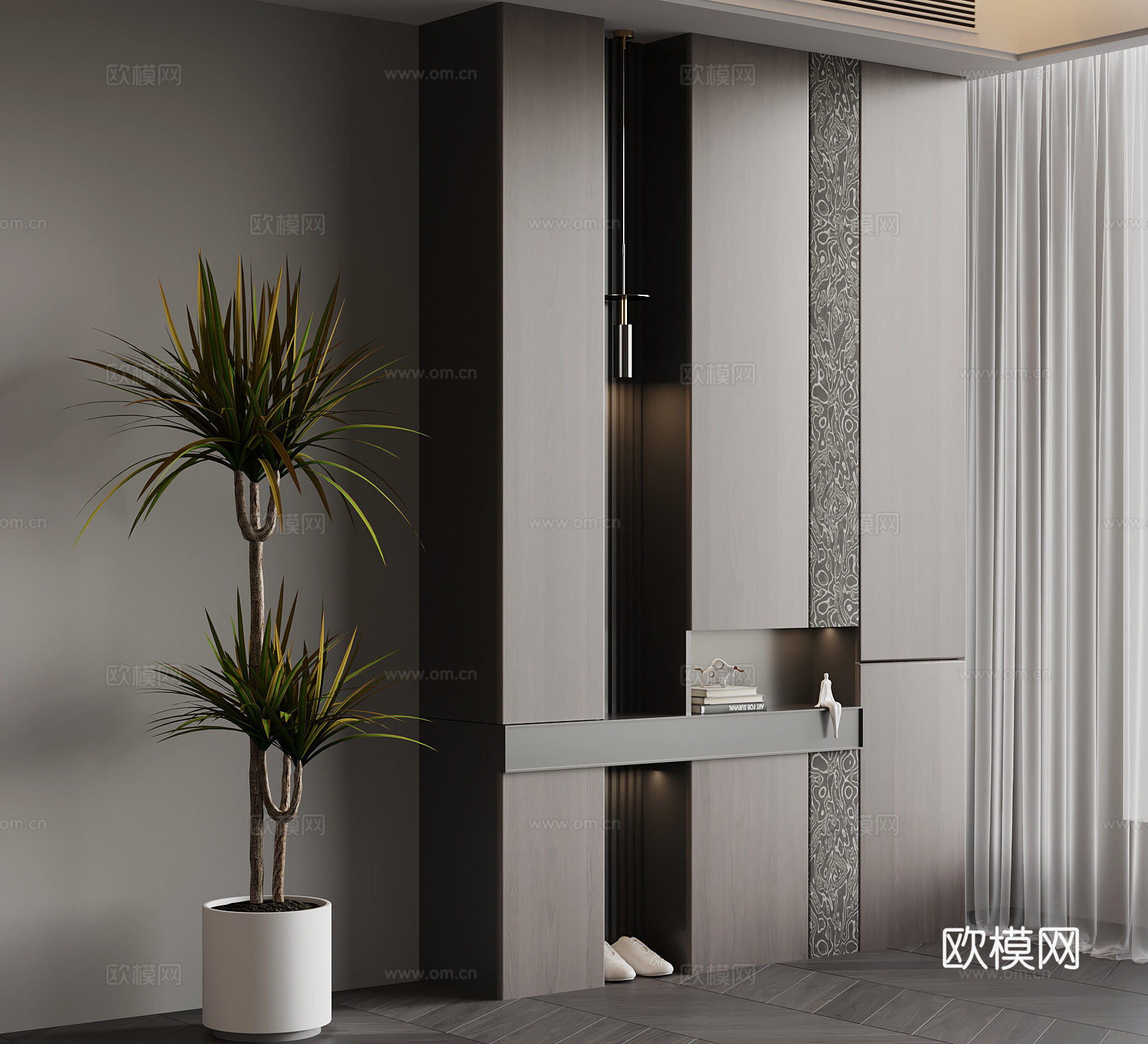 现代意式鞋柜 玄关柜su模型
