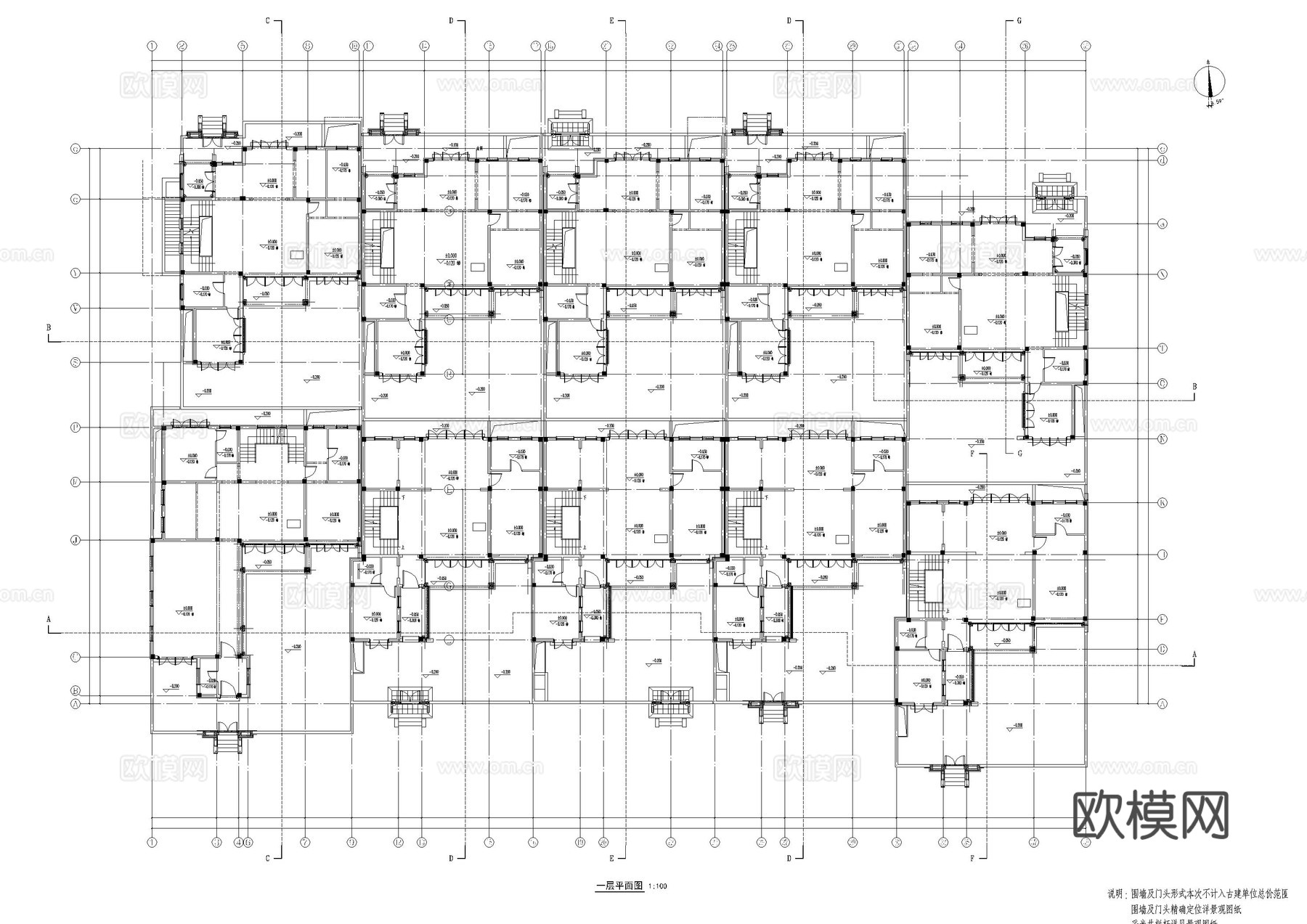 中式桃花源民宿建筑施工图cad施工图