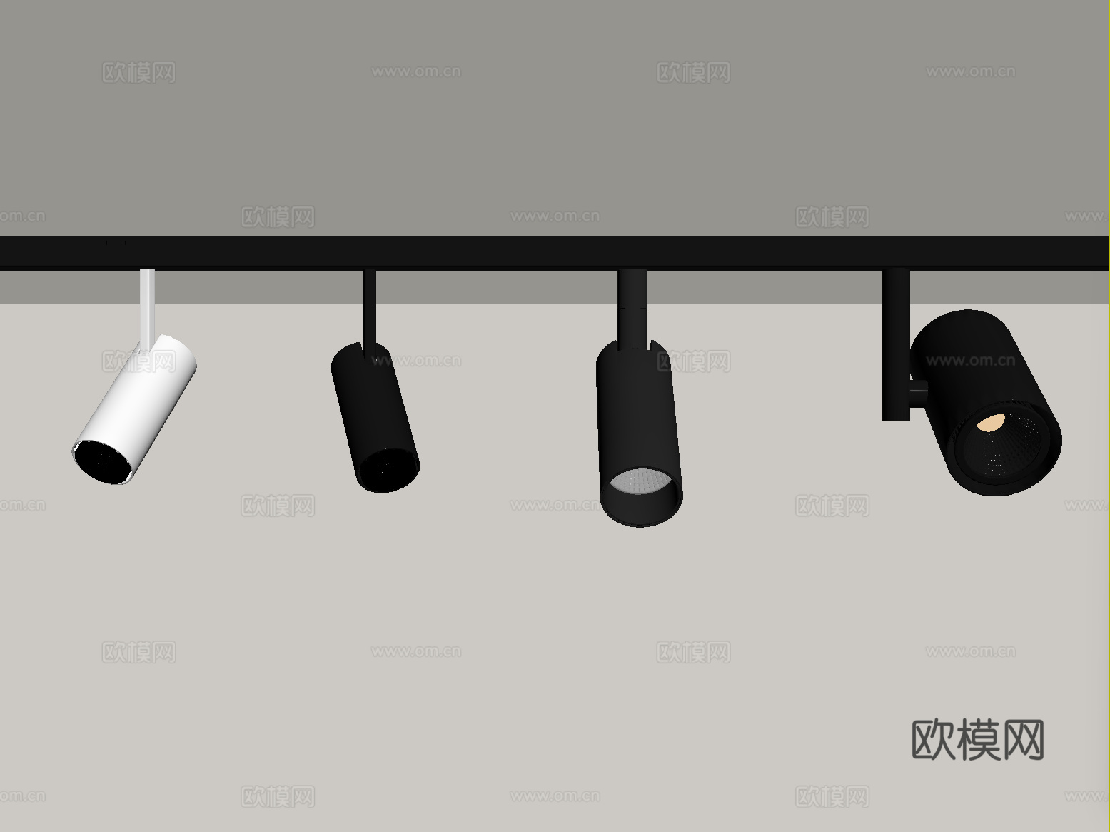 现代筒灯射灯 轨道射灯su模型