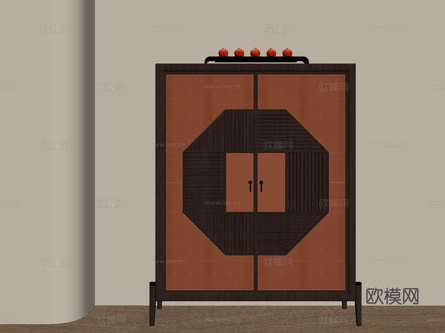 新中式斗柜 装饰柜su模型