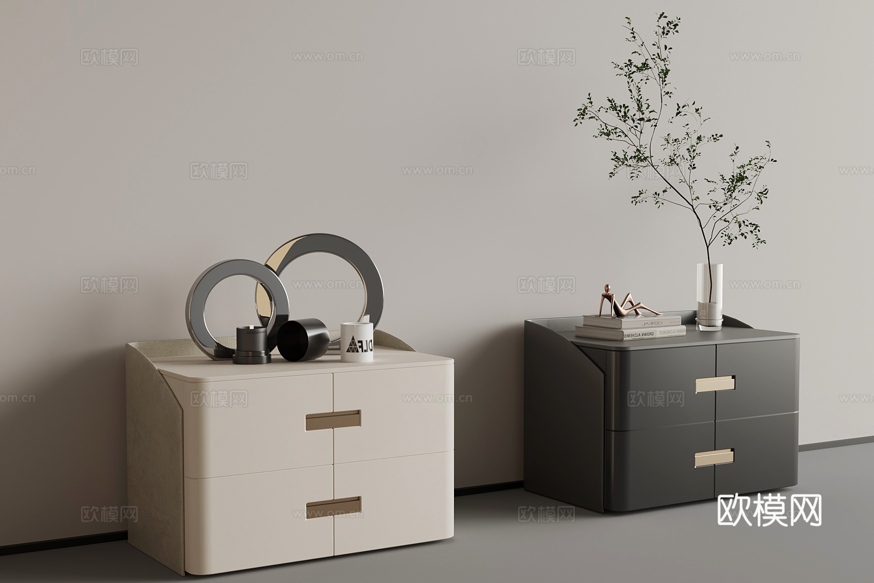 现代床头柜su模型