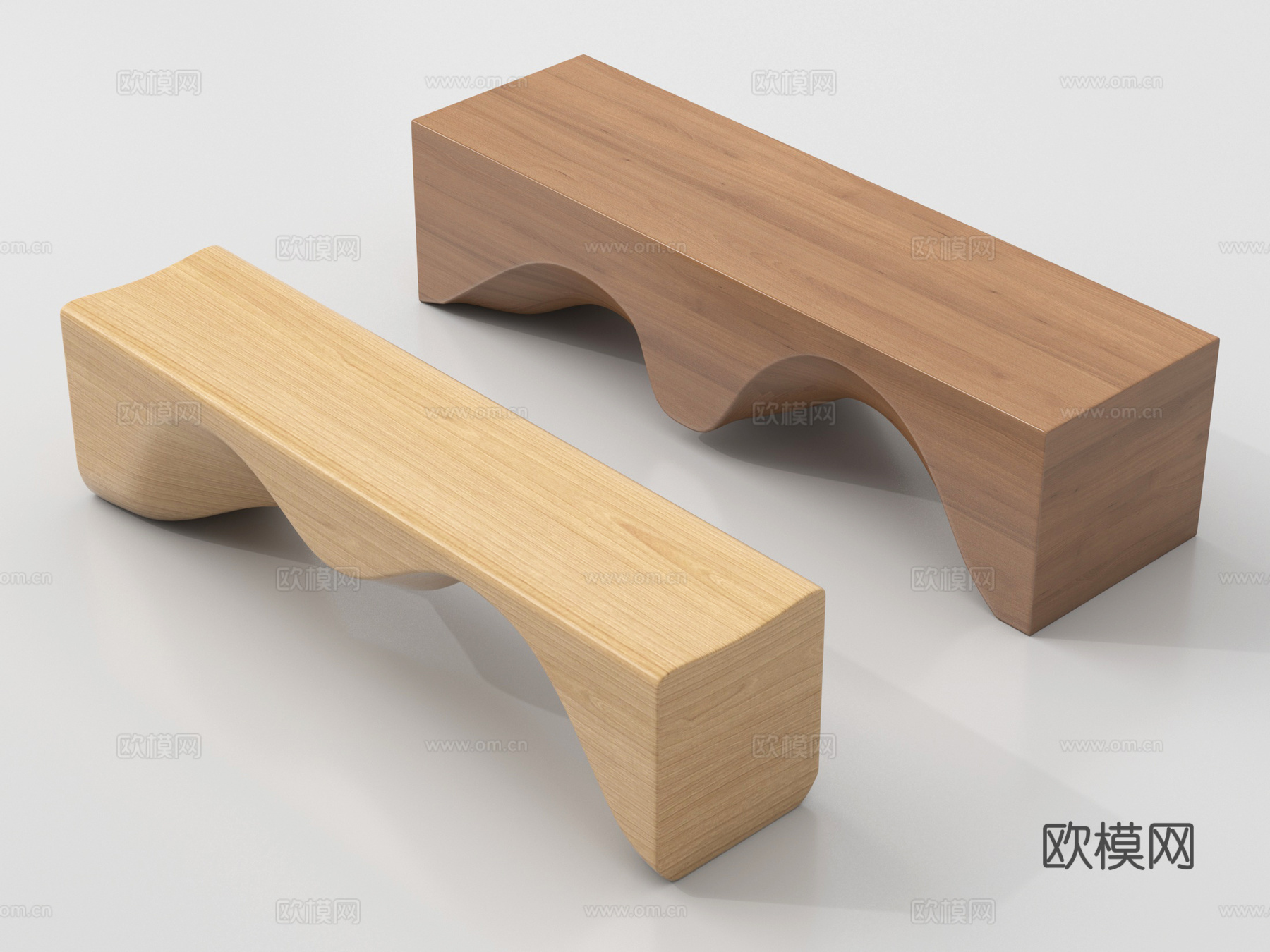 现代户外椅 公共座椅 休闲长凳 实木长凳su模型