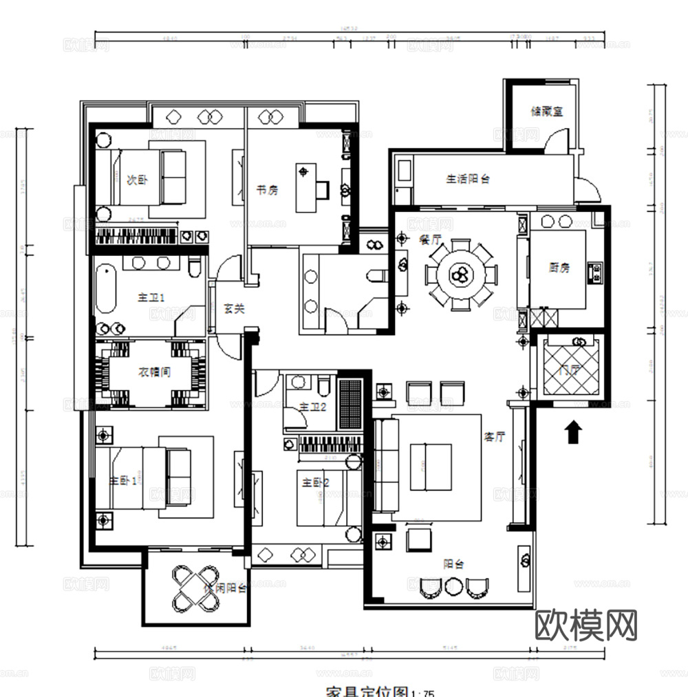 10套现代简约轻奢极简住宅样板间大平层别墅CAD施工图效果图cad施工图