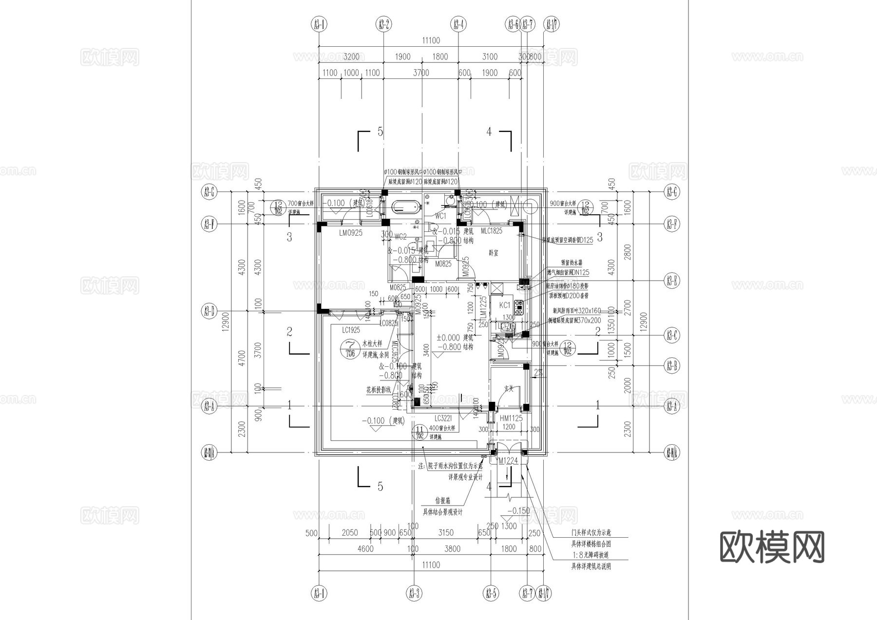 新中式民宿建筑施工图cad施工图