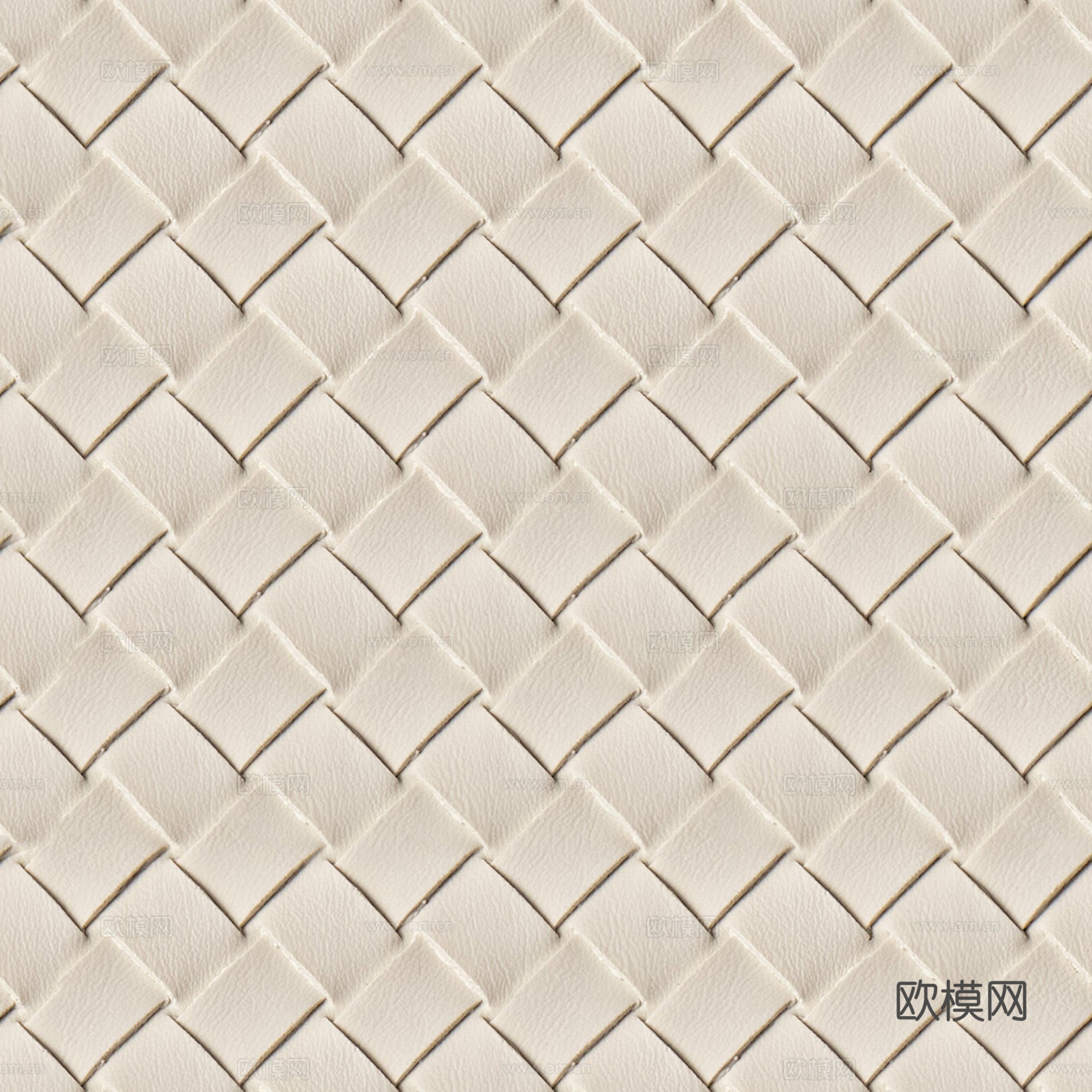 现代法式编织皮 无缝米白编制皮革贴图