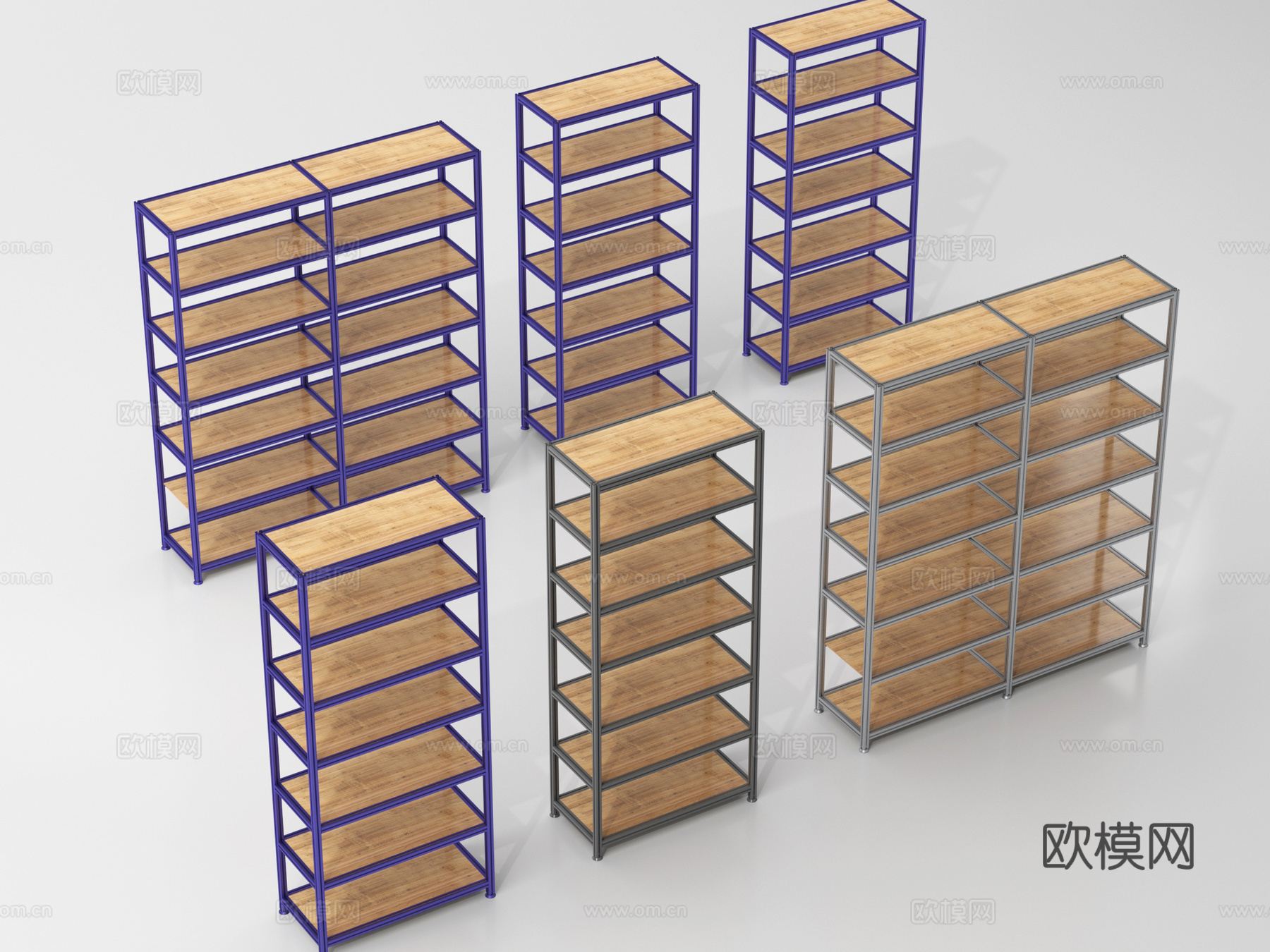 现代货架 铁架 木架子su模型