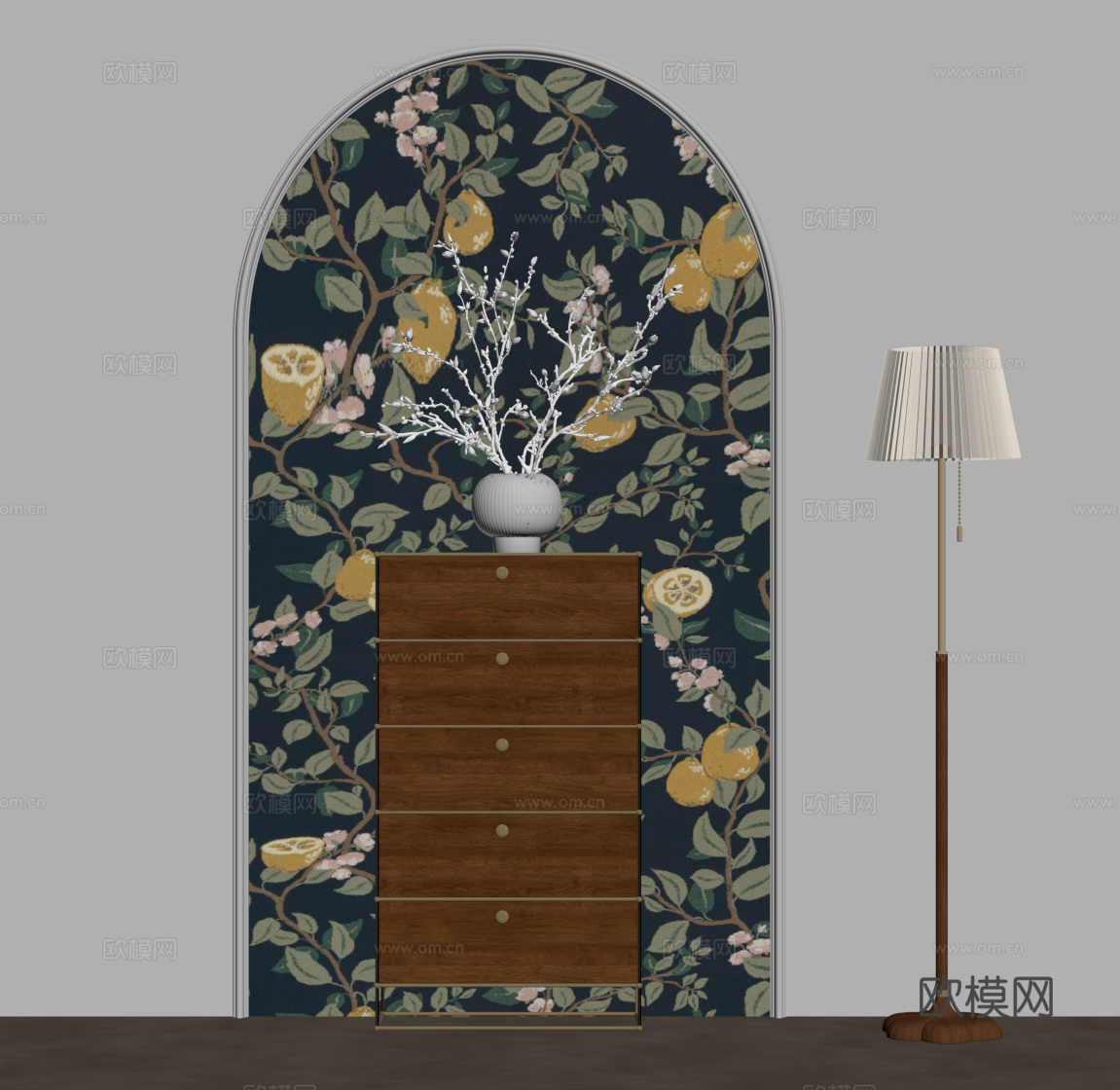 中古风斗柜 边柜su模型