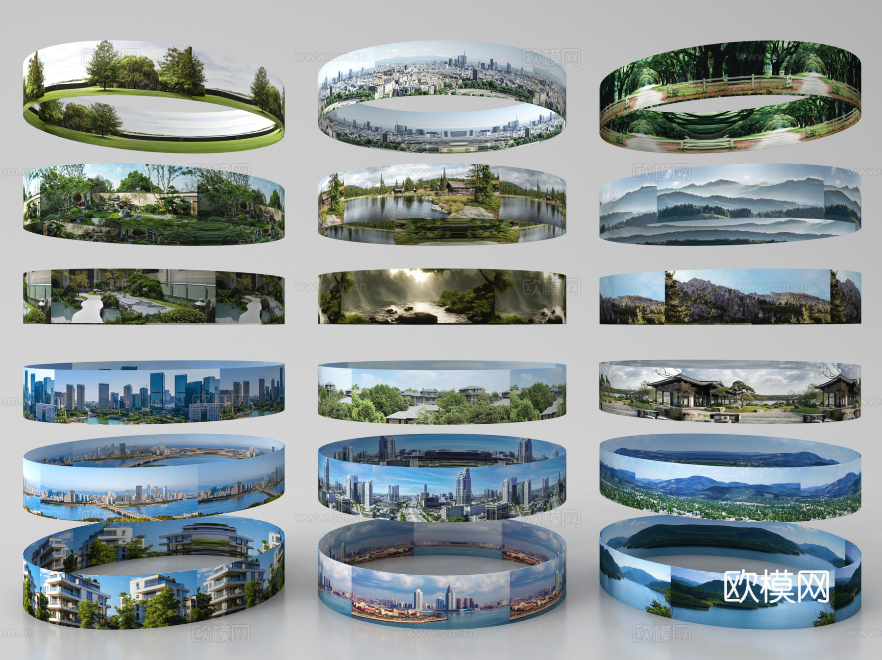 现代环绕背景 户外背景 城市植被环绕背景su模型下载（渲染图1）