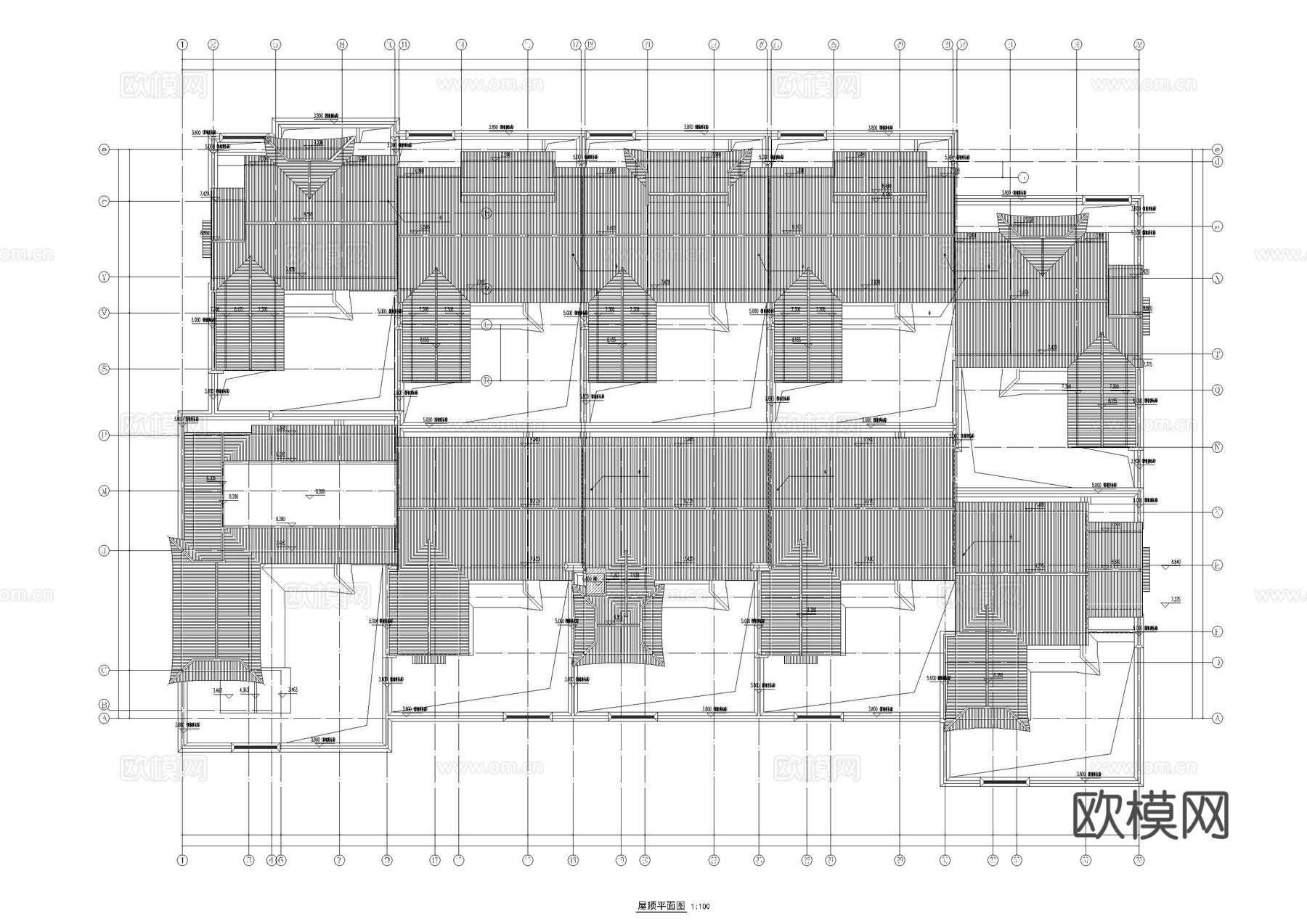 中式桃花源民宿建筑施工图cad施工图