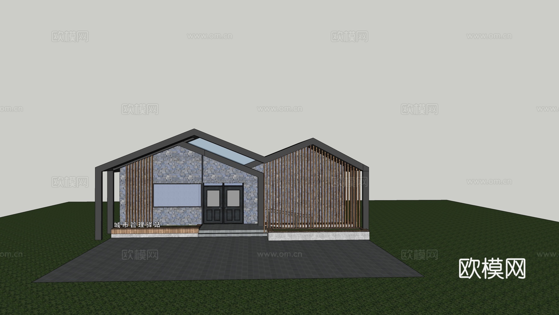 现代游客中心  游客驿站建筑su模型