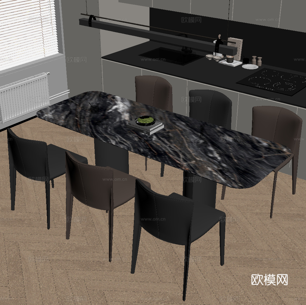 意式餐桌椅su模型