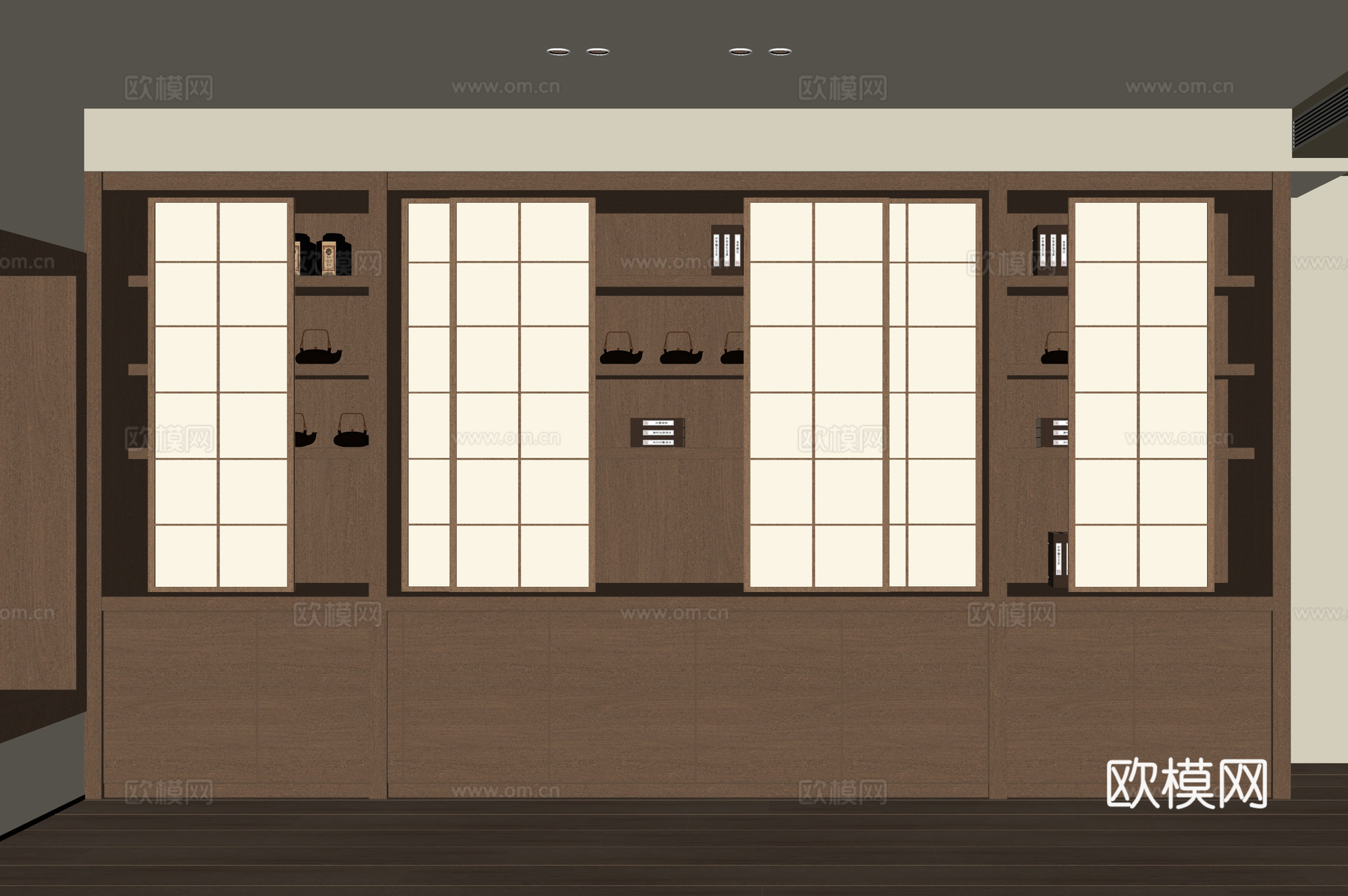 现代茶室柜 茶柜su模型