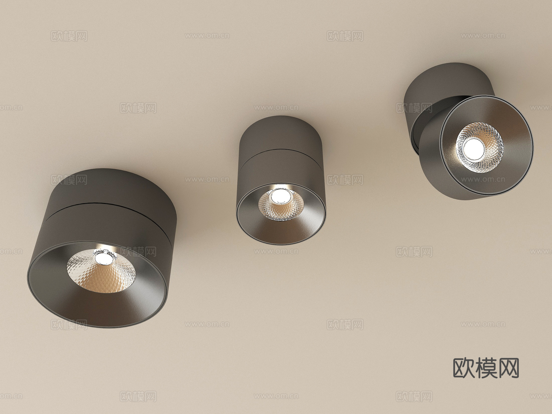 现代筒灯射灯 明装筒灯 转向式su模型